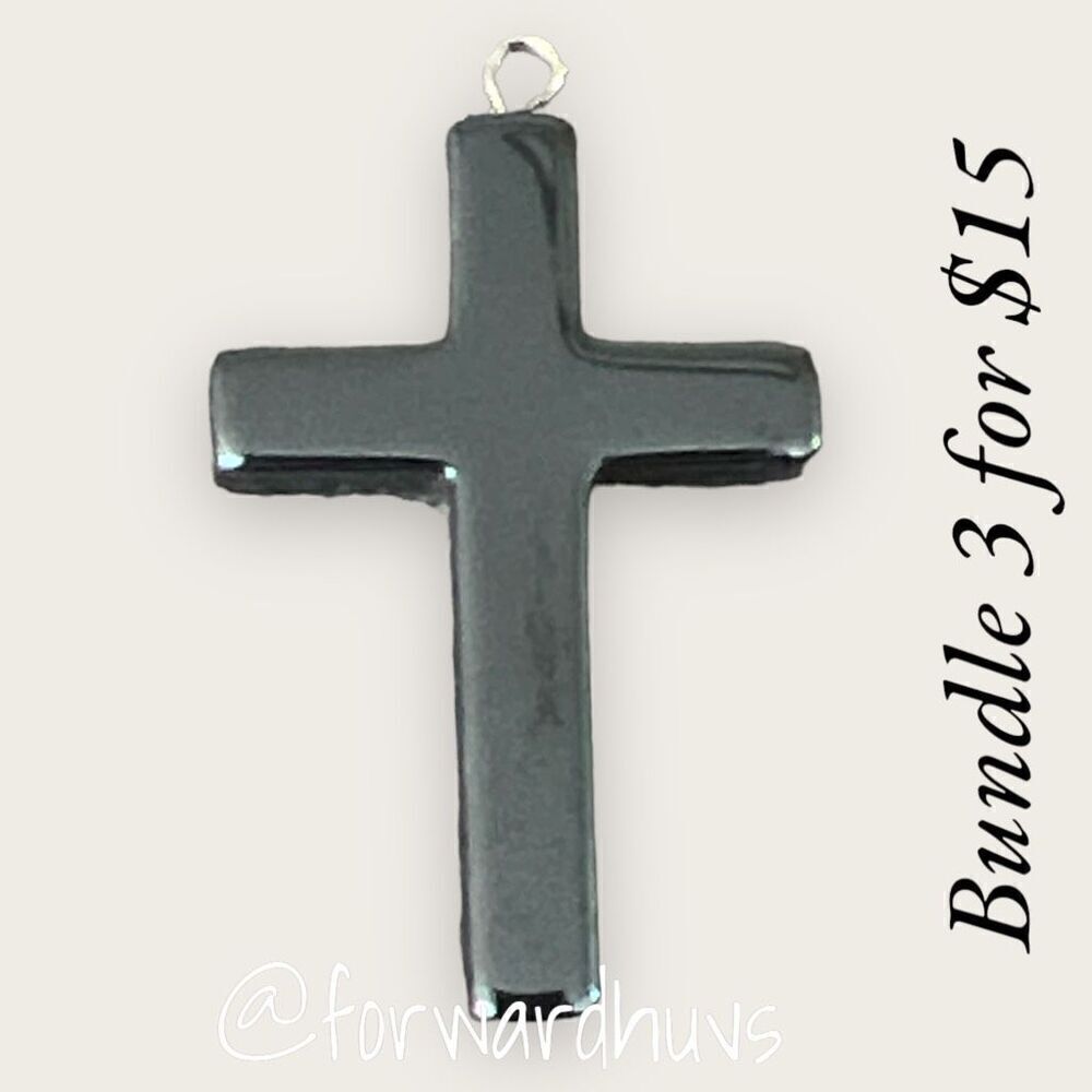 Bundle 3 for $15 Natural Black Stone Cross Pendant | NO Chain